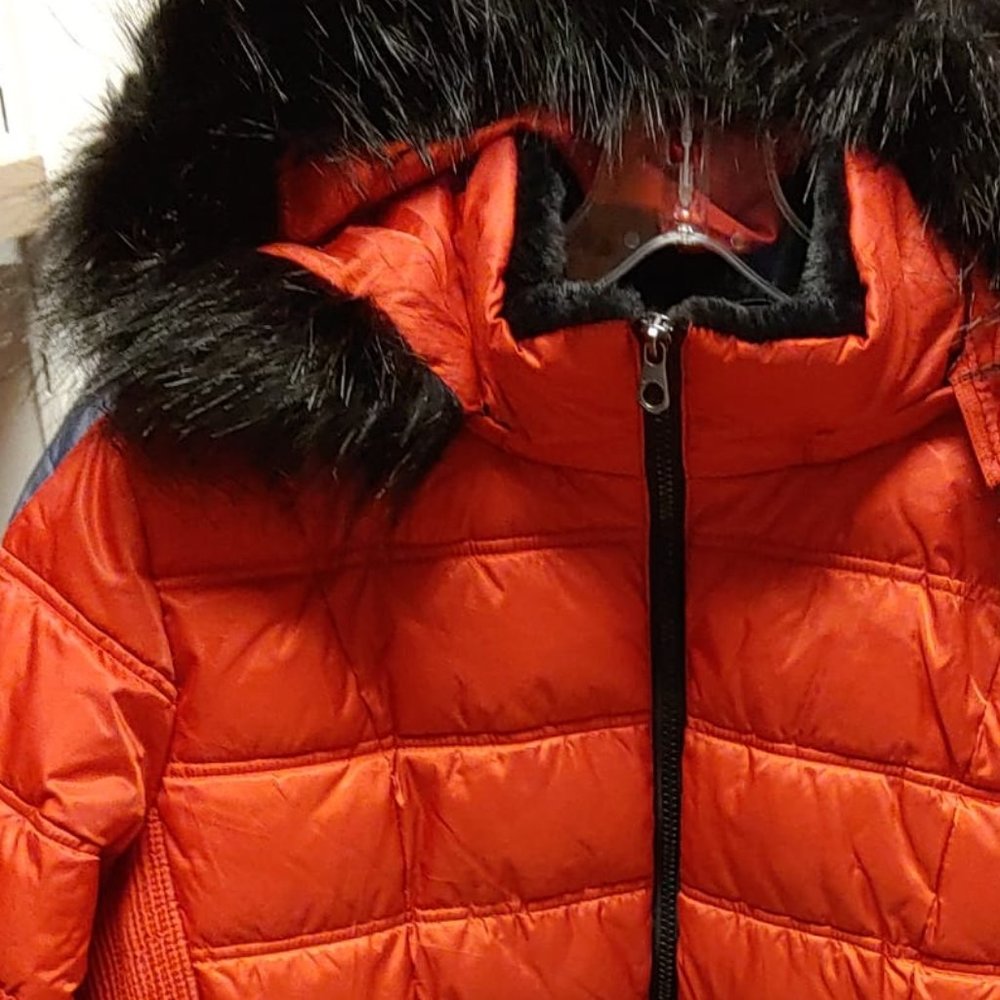 NAUTICA Women Fur Trim Hooded Puffer Winter Coat Jacket - - Red NO TAG - Picture 6 of 9